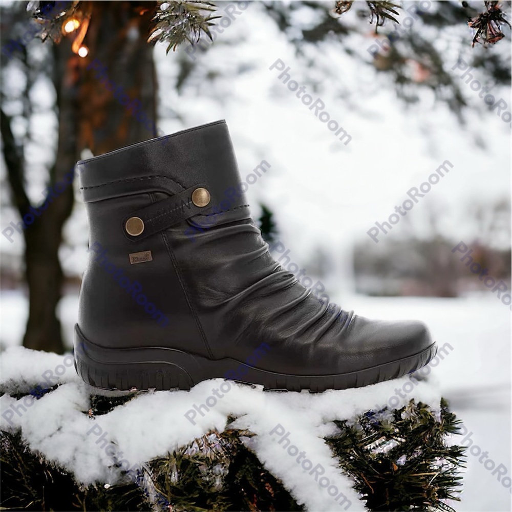 Rieker Black Leather Waterproof Winter Boot- Soft Lambswool lined!-Sz7.5 ๐โโ - Picture 8 of 16